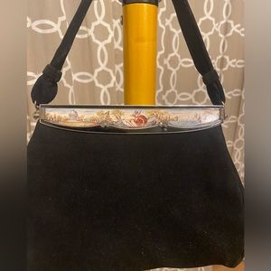 Chunn Black Suede Evening Bag Made In Paris